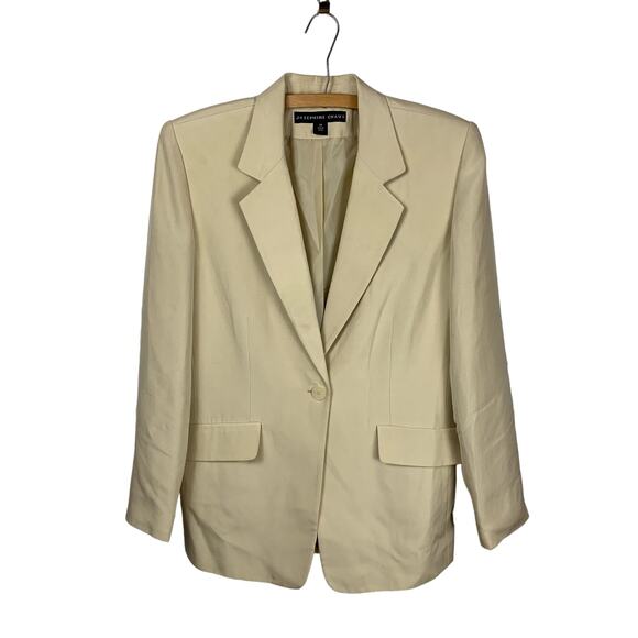 Josephine Chaus Jackets & Blazers - Josephine Chaus Ivory Silk & Wool Oversized Single Breast Blazer -Size 14
